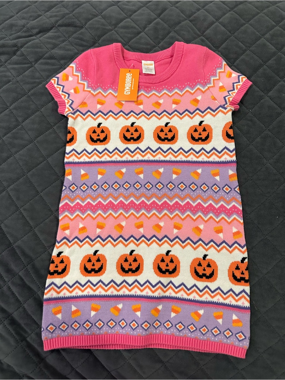 Gymboree Pink Purple Orange Halloween Pumpkin Knit Dress